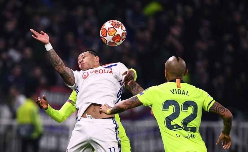 Lyon's Memphis Depay attempts to control the ball. AFP