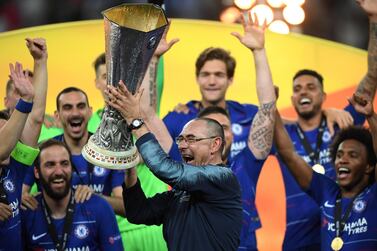 Maurizio Sarri led Chelsea to Europa League victory, which proved to be his first major trophy as a manager. Shaun Botterill / Getty Images