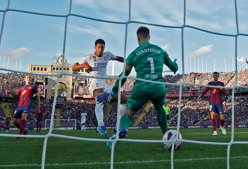 Jude Bellingham scores Real Madrid's second goal. Reuters