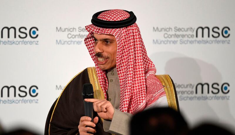 The Foreign Minister of Saudi Arabia Prince Faisal bin Farhan Al Saud attends a panel discussion during the 56th Munich Security Conference (MSC) in Munich, southern Germany.  AFP