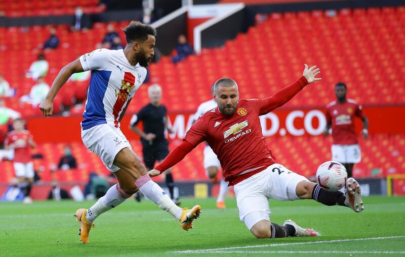 Crystal Palace's Andros Townsend scores his side's opening goal in their 3-1 victory against Manchester United at Old Trafford, a dreadful start to United's Premier League season. AP