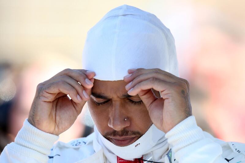 AUSTIN, TEXAS - NOVEMBER 03: Lewis Hamilton of Great Britain and Mercedes GP prepares to drive on the grid before the F1 Grand Prix of USA at Circuit of The Americas on November 03, 2019 in Austin, Texas.   Charles Coates/Getty Images/AFP
== FOR NEWSPAPERS, INTERNET, TELCOS & TELEVISION USE ONLY ==
