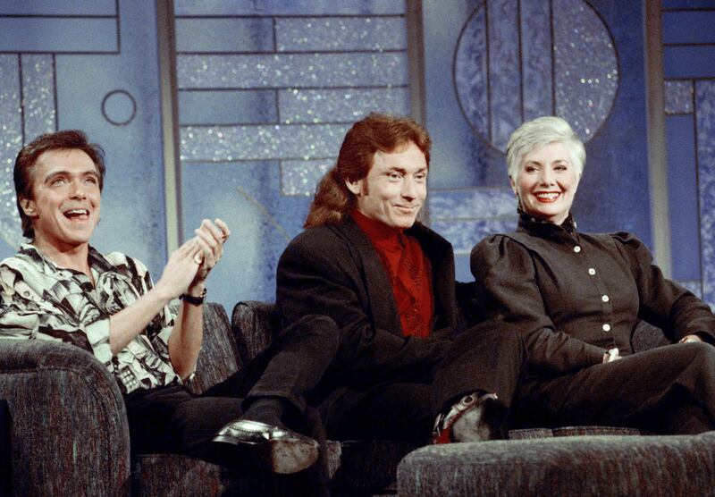 Former Partridge Family cast members David Cassidy, from left, Danny Bonaduce and Shirley Jones reunite on the Arsenio Hall Show. This was the first time the three had appeared together since the popular 1970s series left the air. Cassidy performed I Think I Love You, during the taping. AP