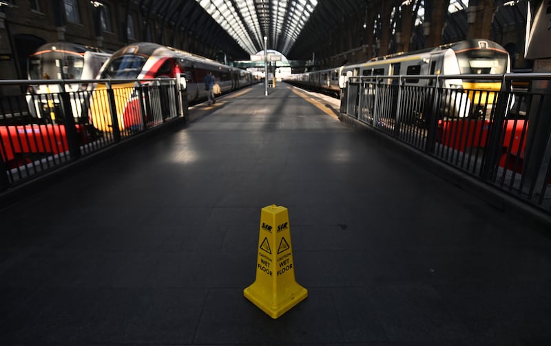 Trains at a standstill at King's Cross Station in London, UK, after 40,000 rail workers went on strike. EPA