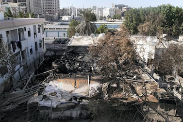 The house where a fire broke out on Monday night in Maysaloon, Sharjah. Reem Mohammed / The National