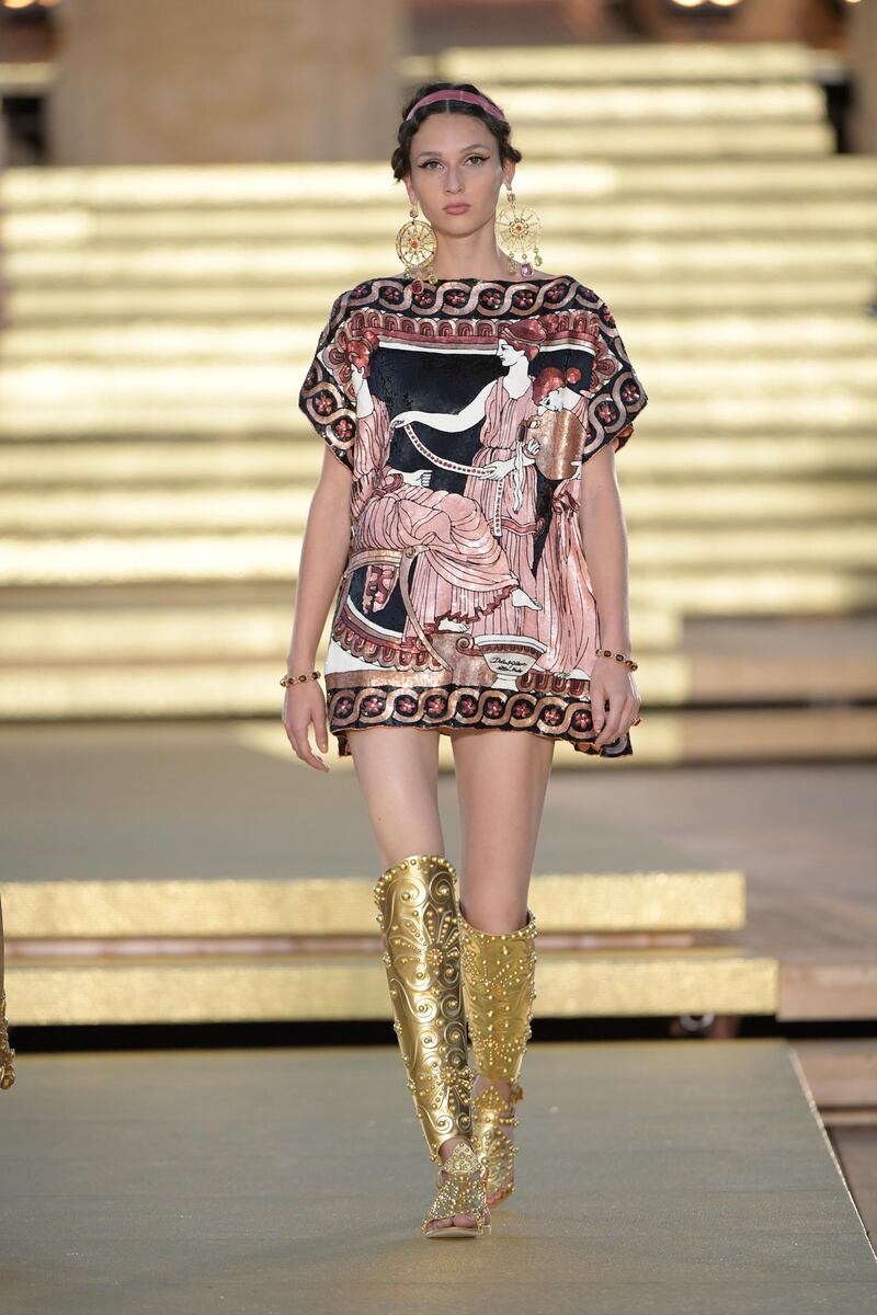 The Alta Moda presentation unfolded in Sicily's Tempio della Concordia. Courtesy Dolce & Gabbana