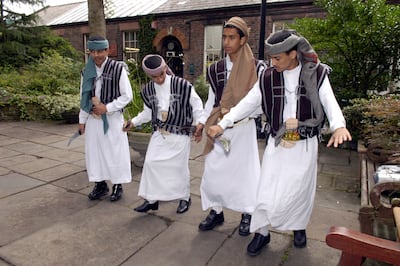 The Sheba group who performed at the launch of the first Liverpool Arab Arts Festival in St Georges Hall in 2002. Courtesy Taher Qassim