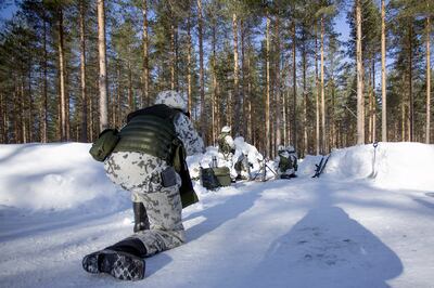 Reservists of the Karelia Brigade during defence exercises in Taipalsaari, Finland. Reuters