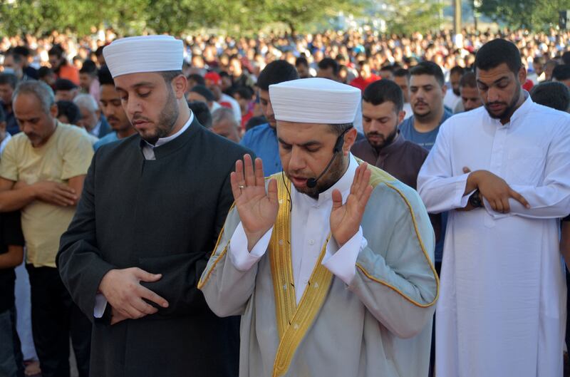 Prayers on the first day of Eid Al Adha in Amman, Jordan.   Reuters 