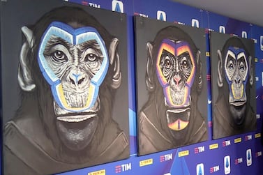 A view of the three paintings, which has forced the boss of Serie A to apologise. AP