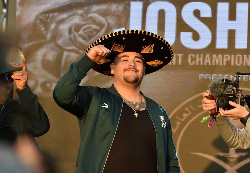 Andy Ruiz Jr arrives for the weigh-in. AFP