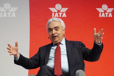 Fatih Birol, executive director of the International Energy Agency, speaks during a panel session at the International Air Transport Association's annual general meeting in Istanbul. Bloomberg