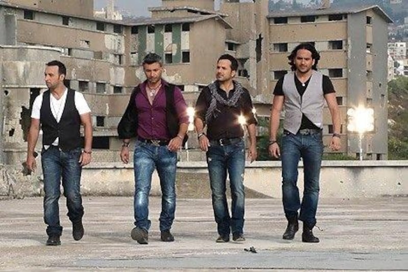 The boy band UTN1. From left, Artin Haroutiounian, Shant Garabedian, Akhland Raof and Hassan Ali Al Falluji. Courtesy UTN1