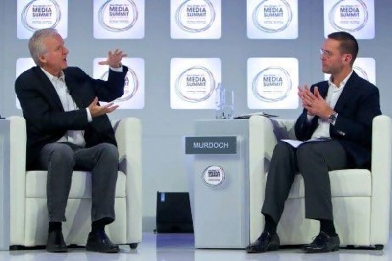 James Cameron and James Murdoch at this year's Abu Dhabi Media Summit.