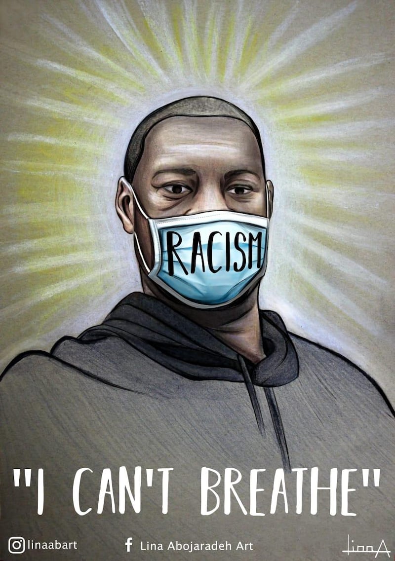 Palestinian artist Lina Abojaradeh depicts George Floyd in new artwork that compares racism to a virus. Lina Abojaradeh