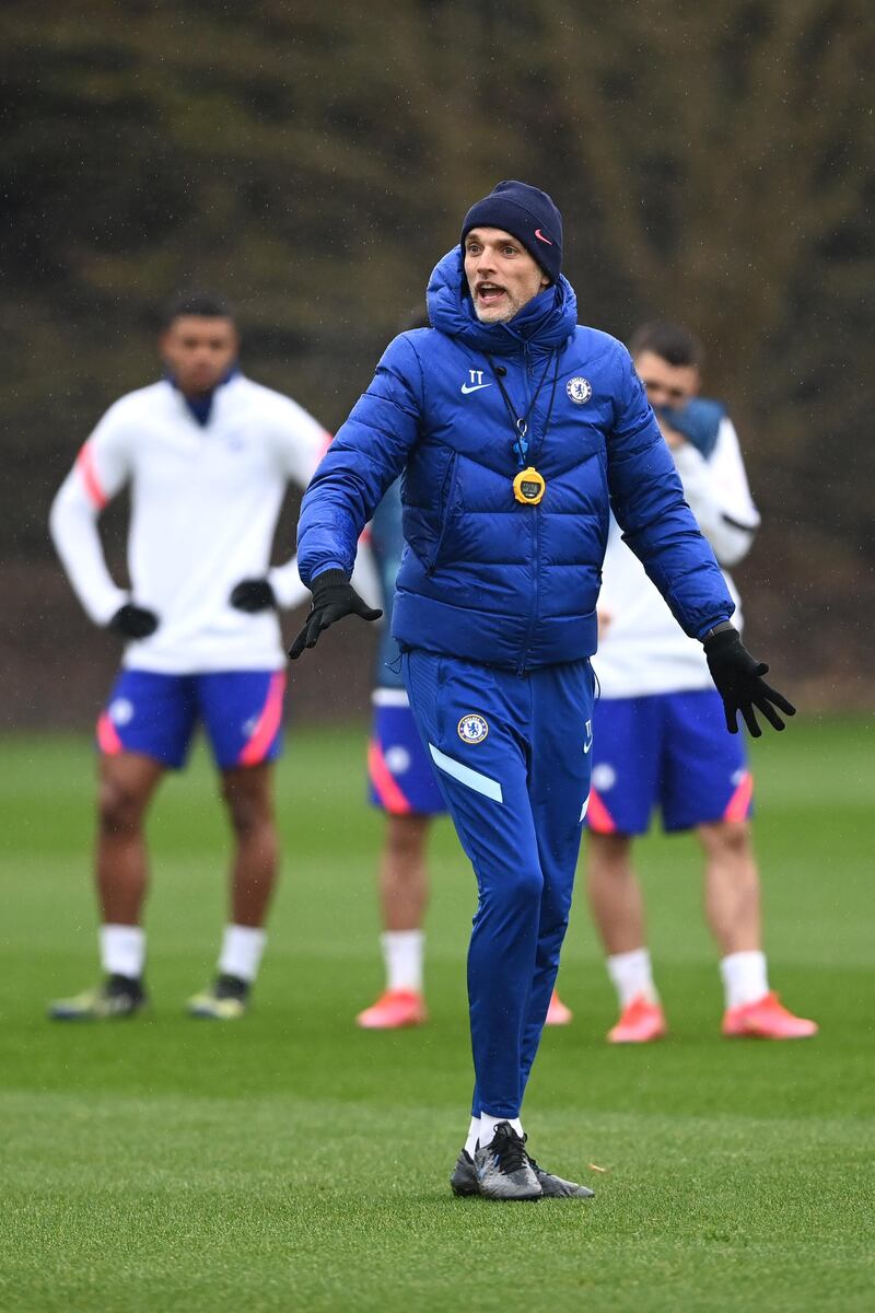 COBHAM, ENGLAND - FEBRUARY 22:  Thomas Tuchel of Chelsea during a training session at Chelsea Training Ground on February 22, 2021 in Cobham, England. (Photo by Darren Walsh/Chelsea FC via Getty Images)