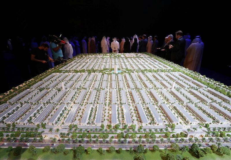 Sharjah, United Arab Emirates - March 27, 2019: Property launch by Shurooq, the emirates first large mixed use sustainability project in Sharjah. Wednesday the 27th of March 2019 Expo Centre, Sharjah. Chris Whiteoak / The National