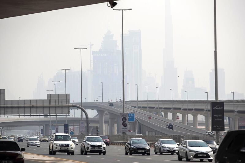 DUBAI, UNITED ARAB EMIRATES. 10 AUGUST 2020. STANDALONE. Hot weather in Dubai with hazy overcast clouds. (Photo: Antonie Robertson/The National) Journalist: None. Section: National.