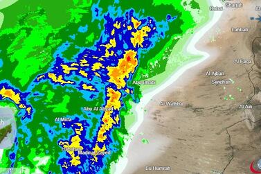 Heavy rain is forecast across the Emirates on Sunday. Courtesy National Centre of Meteorology