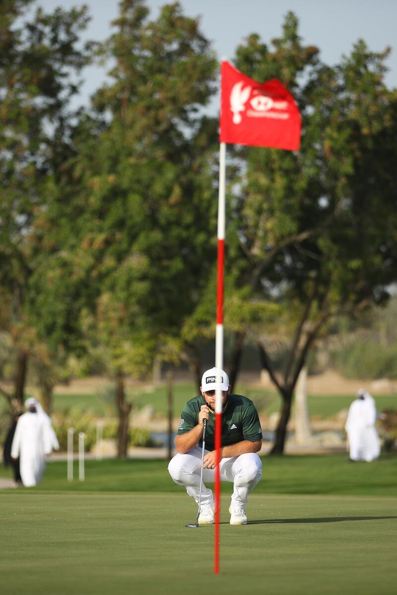 England's Tyrrell Hatton putts on the 16th green during the fourth and final day of the Abu Dhabi HSBC Championship on Sunday, January 24. Hatton won the tournament by four shots. Getty