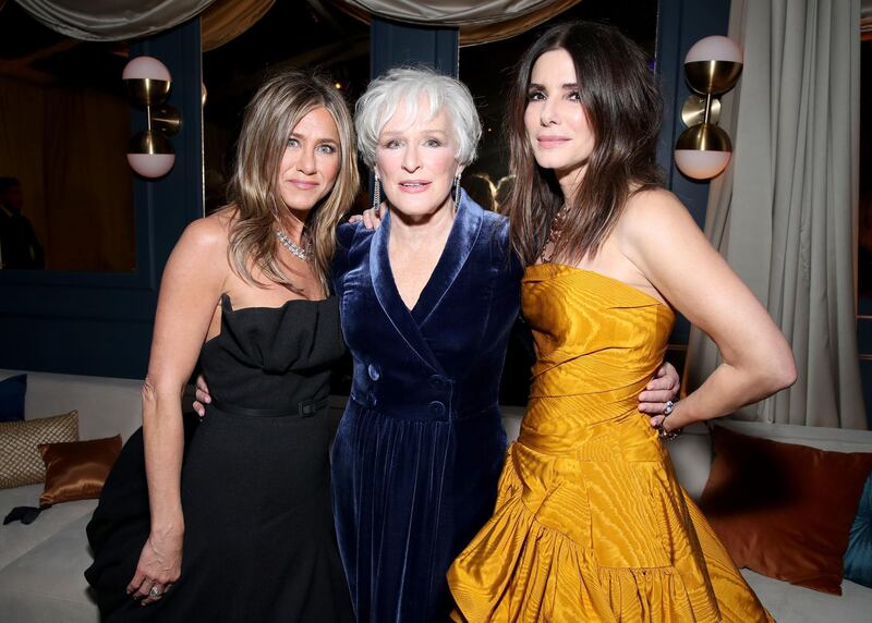 Jennifer Aniston, Glenn Close and Sandra Bullock attend the Netflix 2020 Golden Globes afterparty at The Beverly Hilton Hotel on January 5, 2020. Getty Images