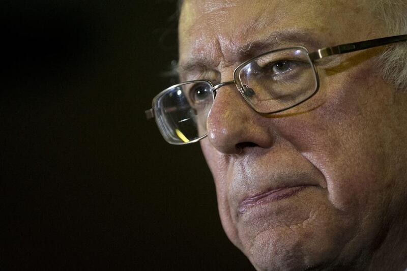 Democratic presidential candidate Bernie Sanders pauses while speaking at a campaign event in Clinton, Iowa. Jae C. Hong / AP Photo