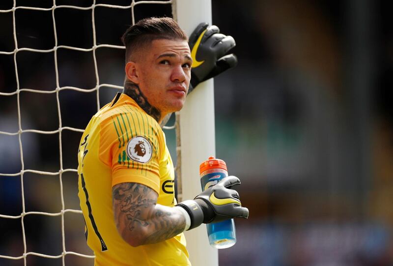 Manchester City's Ederson during the match. Reuters