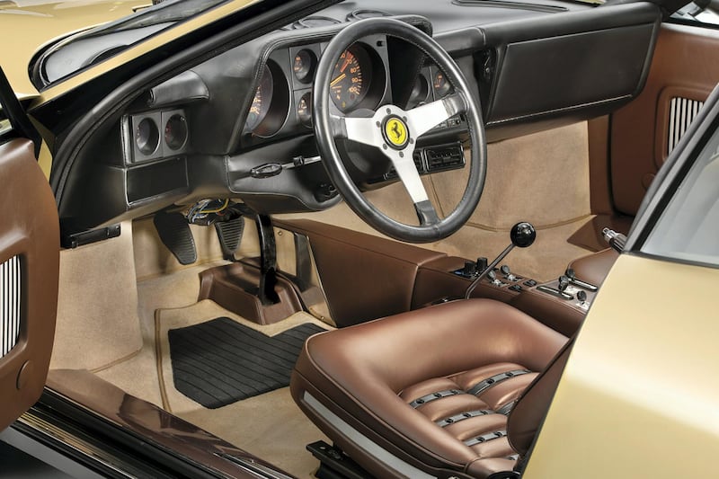 The car is the only one to have had its lustrous exterior paired with an interior trimmed with Testa di Moro brown leather. Courtesy Sotheby’s