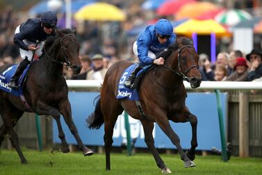 Pinatubo, ridden by William Buick, wins the Darley Dewhurst Stakes at Newmarket in October, 2019. PA Photo