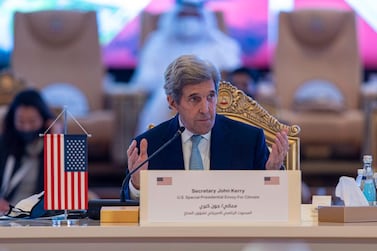 US climate envoy John Kerry attends the Regional Climate Dialogue in Abu Dhabi on Sunday. Courtesy Office of the UAE Special Envoy for Climate Change