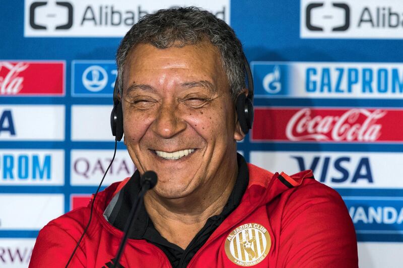 Al Ain, United Arab Emirates, December 5, 2017:    Henk ten Cate manager of Al Jazira speaks during a news conference ahead of their FIFA Club World Cup match against Auckland City at Hazza Bin Zayed Stadium in the Al Tawia area of Al Ain on December 5, 2017. Christopher Pike / The National

Reporter: John McAuley
Section: Sport