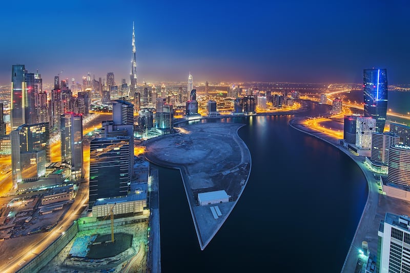 Aerial view of Business Bay, Dubai.
