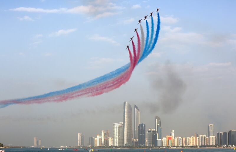 The Red Arrows continue their middle east secttion of the tour with a spectacular flypast over the Corniche in Abu Dhabi.
 
The Royal Air Force Aerobatic Team, the Red Arrows, are carrying out their biggest overseas tour in a decade.

More than 20 displays and a series of flypasts will be performed across the Asia-Pacific and Middle East regions by the world-renowned display team. The major tour, which will take two months to complete, will see the Red Arrows perform in China for the first time ever.The aims of the tour include broad international engagement and support to the Global Britain campaign.It will also contribute to the UK government’s GREAT initiative anThe battle was short and bloody d showcase the best of British innovation, creativity and industry.Flypasts, displays or associated ground activities are planned in Pakistan, India, Singapore, Malaysia, China, Thailand, Bahrain, Oman, Abu Dhabi and Kuwait.

 Beginning in late September, the tour is expected to see the Red Arrows return to the UK by early December. 
The Red Arrows showcase the excellence of the RAF and represent the United Kingdom both at home and overseas.
The team consists of nine display pilots and more than 100 support personnel and technicians.
Flying Hawk T1 jets, the team is based at RAF Scampton in Lincolnshire.

Visit www.raf.mod.uk/reds for more information on the Red Arrows, follow @rafredarrows on Twitter, use #redarrowstour for updates on the tour or view the team’s Facebook page. *** Local Caption ***  bz25no-A1-main.jpg