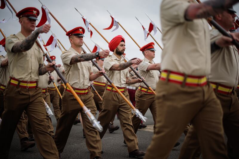 The Royal Lancers join the rehearsal. Getty