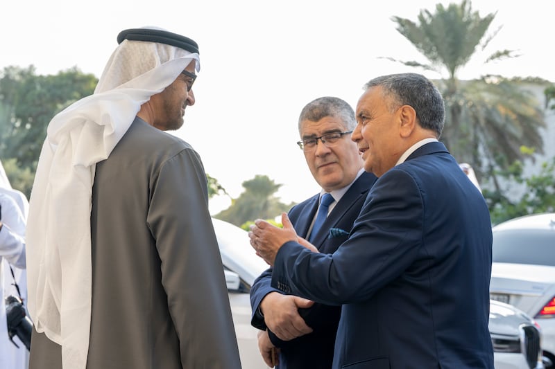 President Sheikh Mohamed bids farewell to Salah Boucha, Special Envoy of the President of Algeria