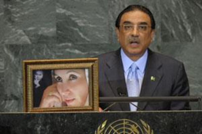 The government of the Pakistani president, Asif Ali Zardari, has been accused of dragging its feet in bringing his wife's killers to justice.