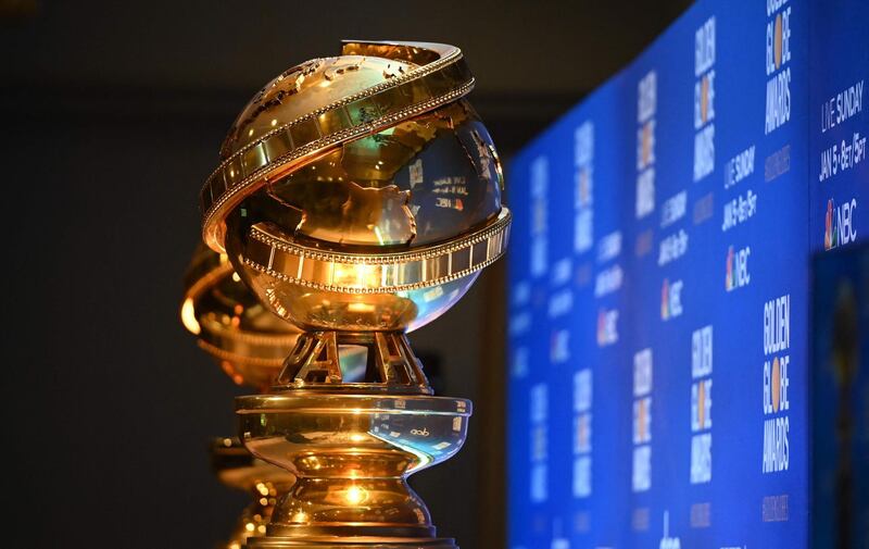 (FILES) In this file photo taken on December 9, 2019, Golden Globe trophies are set by the stage ahead of the 77th Annual Golden Globe Awards nominations announcement at the Beverly Hilton hotel in Beverly Hills. NBC will not air next year's Golden Globes after the organization behind the prestigious film and television awards came under attack from across Hollywood for its record on diversity and transparency, the US network said on May 10, 2021. The Hollywood Foreign Press Association, a group of around 90 journalists who vote for Tinseltown's second-biggest annual film and television awards, last week approved a raft of reforms aimed at boosting inclusivity and diversity after months of negative headlines. / AFP / Robyn BECK
