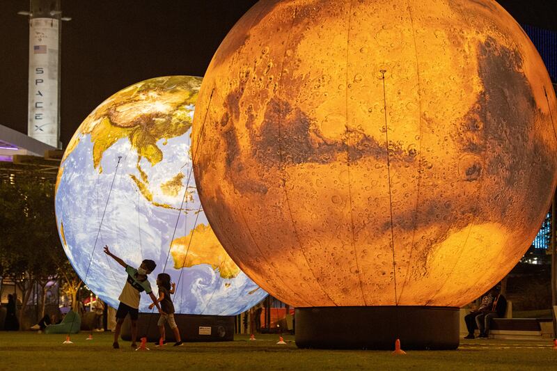 The Two Planets exhibit, part of the Kaleidoscope Light Show at Expo 2020 Dubai. Photo: Christopher Pike/Expo 2020 Dubai