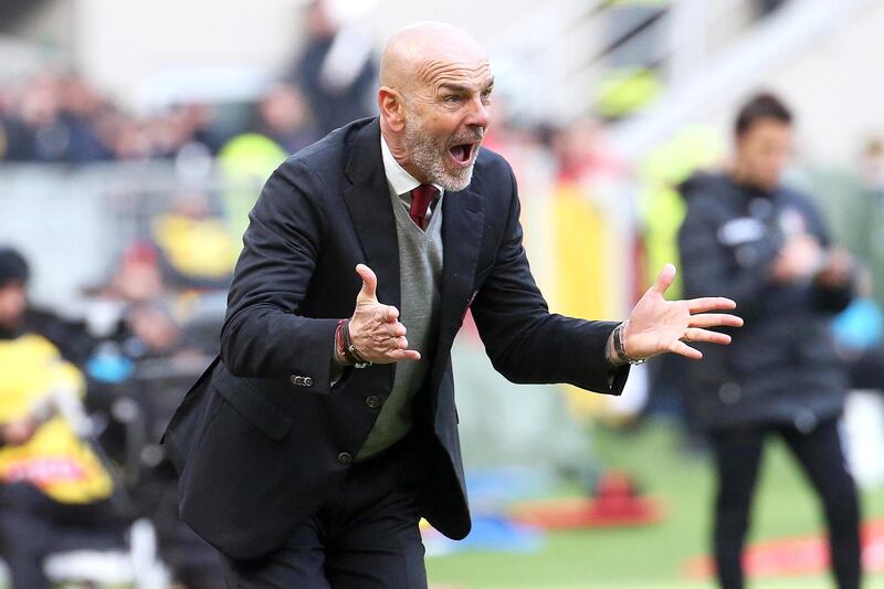 AC Milan manager Stefano Pioli gives intsructions for the touchline. EPA