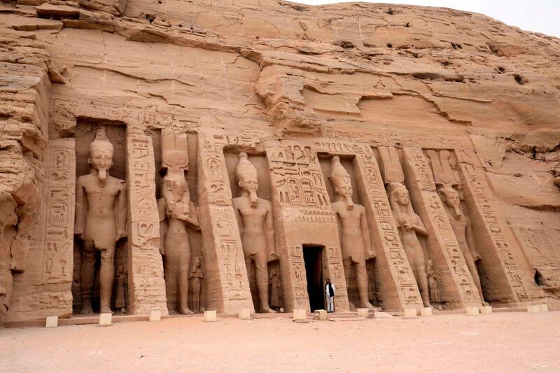 A temple of Hathor and Nefertari, also known as the Small Temple, in Abu Simbel, south of Aswan in upper Egypt.  AFP