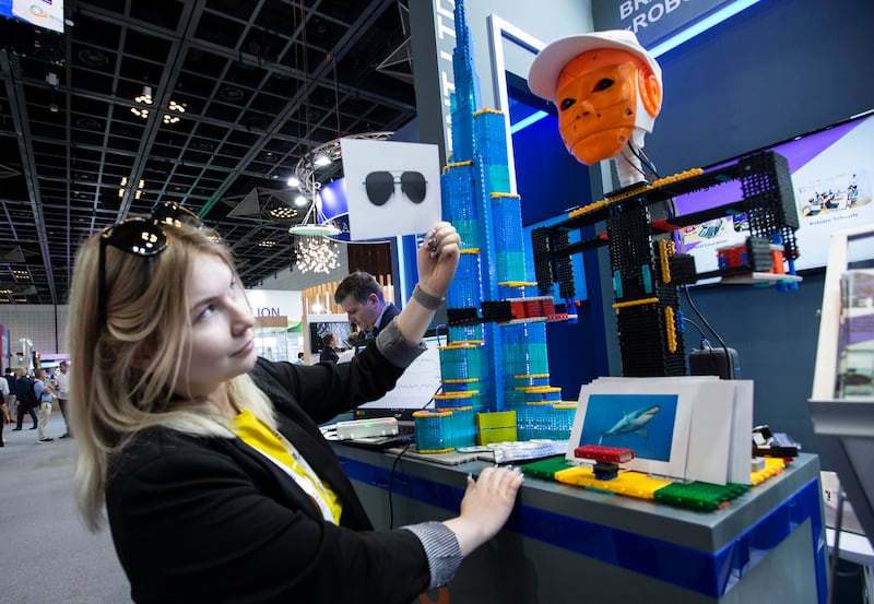 A robot that can recognize photos at GITEX Day 4, Dubai World Trade Centre.  