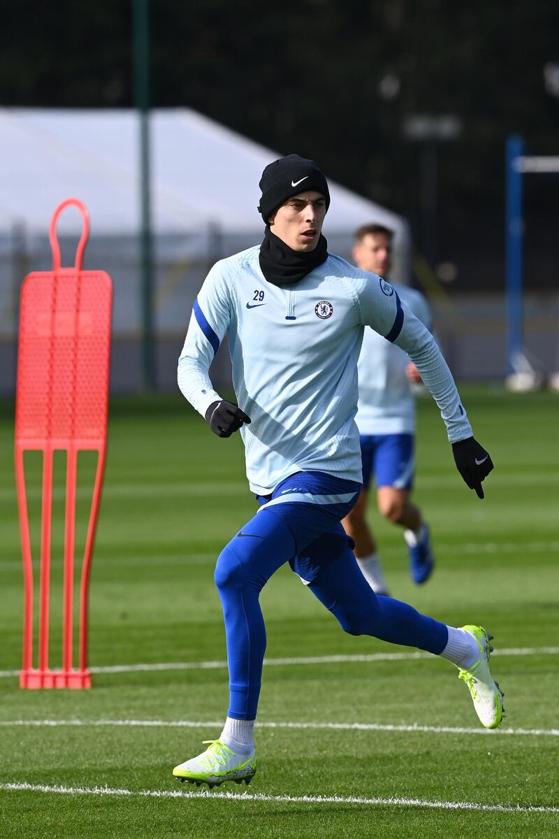 COBHAM, ENGLAND - OCTOBER 16:  Kai Havertz of Chelsea during a training session at Chelsea Training Ground on October 16, 2020 in Cobham, England. (Photo by Darren Walsh/Chelsea FC via Getty Images)