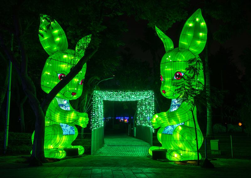 Larger-than-life bunnies at Dubai Garden Glow