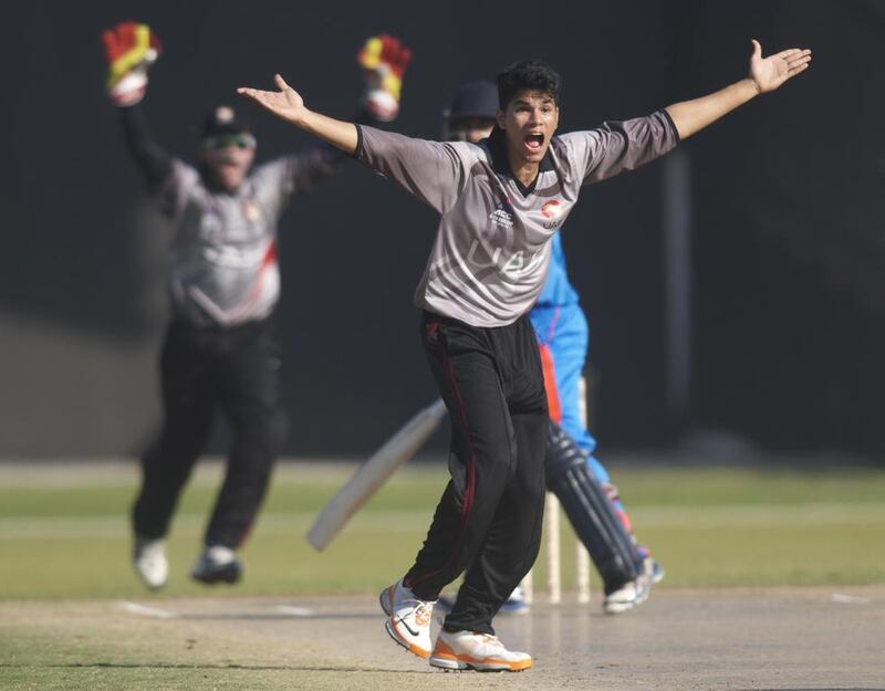 UAE Under 19 national team bowler Pankaj Samant, pictured during an Asia Cup U19 match against India at the Sharjah Cricket Stadium on December 28, 2013, says he plans to pursue a full-time cricket career in India. Kevin J Larkin / The National