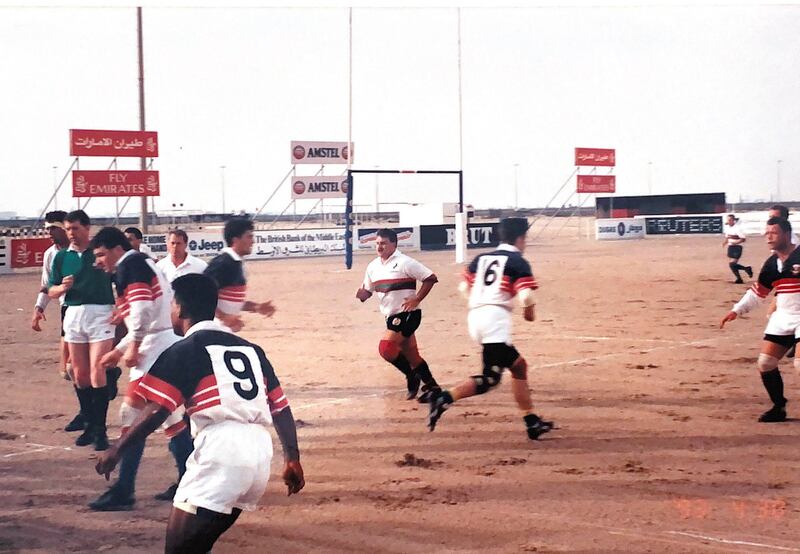 The early representative matches of the Arabian Gulf rugby team were played on the sand at the old Dubai Exiles ground in Al Awir. Photo: Andy Cole