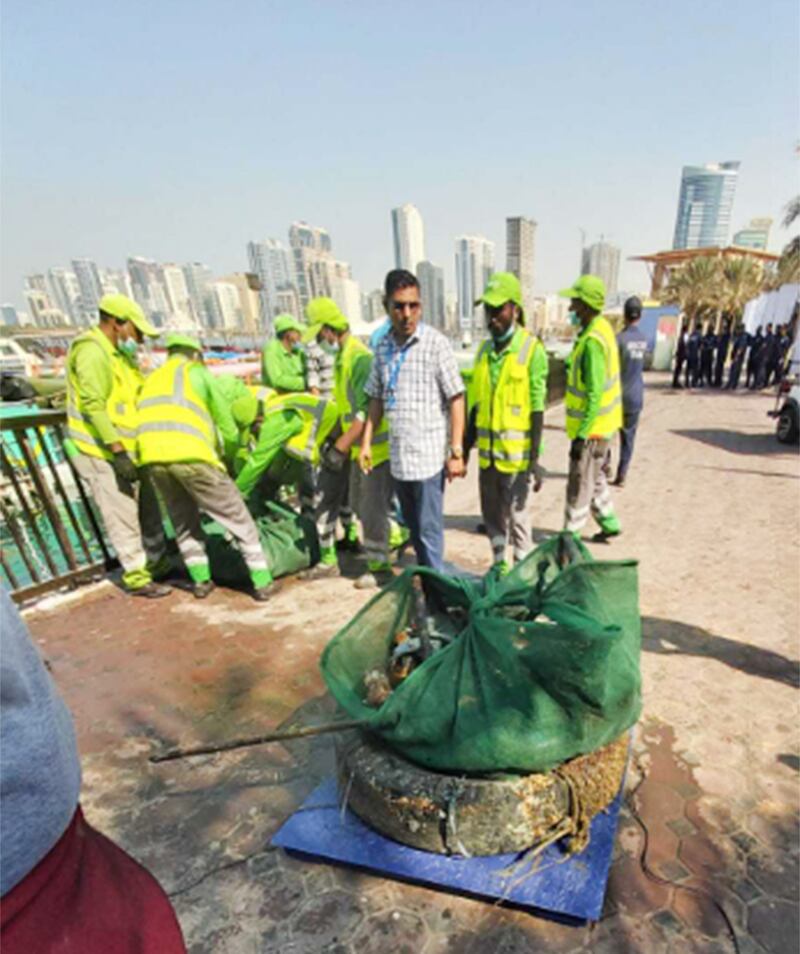 Volunteers in Sharjah take part in a marine clean-up campaign. Sharjah Museums Authority