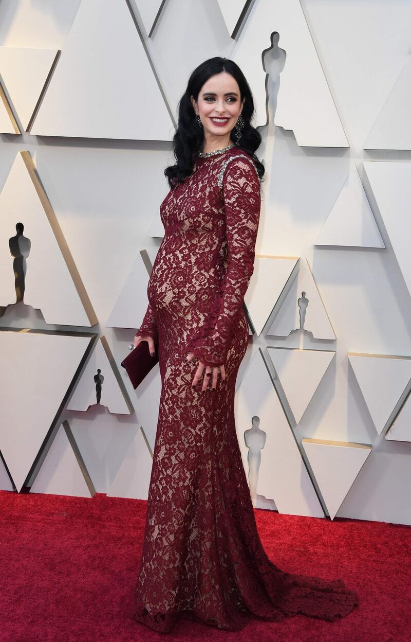 Krysten Ritter wears Reem Acra at the 91st Academy Awards. AFP