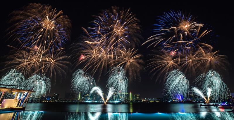 The stunning display lit up the sky above Yas Island. 