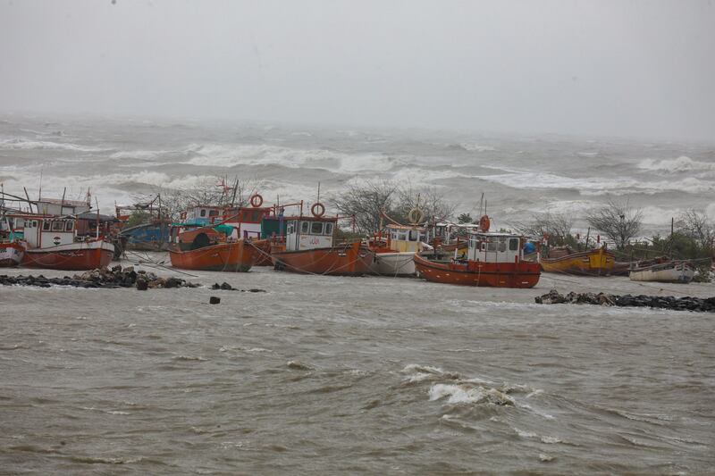 Visitors are banned from venturing to the beach in Mandvi as a precautionary measure due to the storm. EPA
