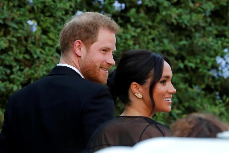 The Duke and Duchess of Sussex, Prince Harry and his wife Meghan arrive to attend the wedding of fashion designer Misha Nonoo at Villa Aurelia in Rome, Italy, September 20, 2019. REUTERS/Remo Casilli